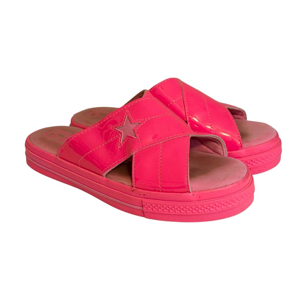 Converse x OPI One Star Slide Sandals 7 Pink Patent Leather Barbiecore Platform